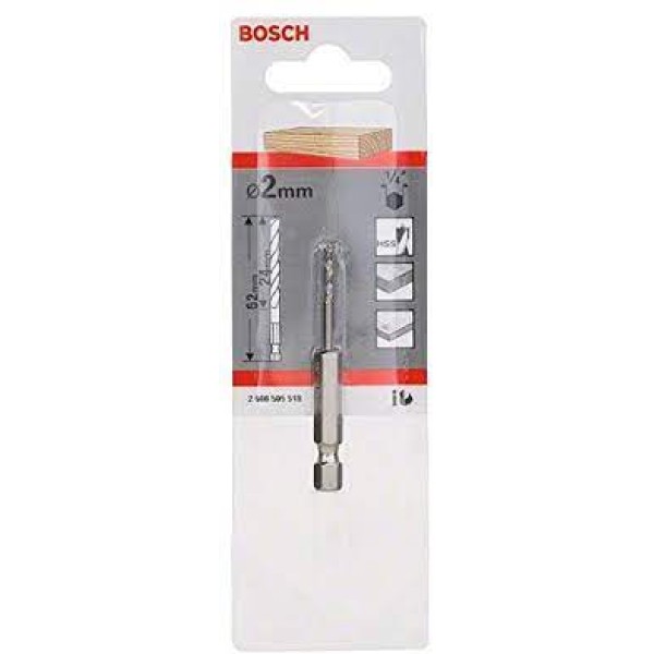 BOSCH 1/4 ALTIGEN GİRİŞLİ AĞAÇ UÇ 2 MM